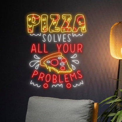 Large Pizza Neon Sign, 30" Pizza Neon Led Light Sign, Italy Food Room Wall Decor,Italian Food Led Sign