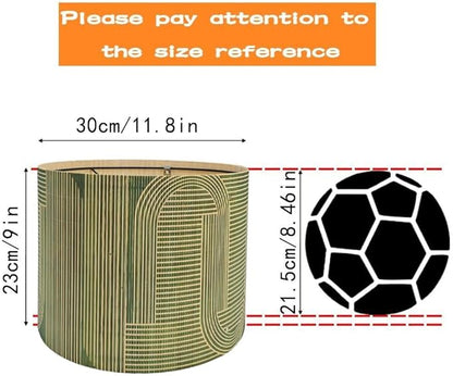 Rustic Bamboo Drum lamp Shade for table lamps and floor lamps with Decorative Geometric Green Figure, ideal for living room bedroom, easy assemble, size 11.8Inch*9Inch