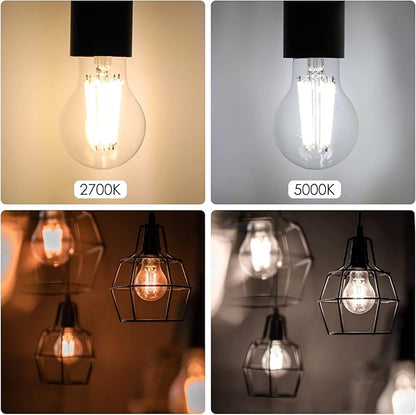 Energetic Dimmable A19 LED Edison Light Bulb, 12W Equivalent 100W, 1600LM High Brightness, 2700K Soft White, Clear Antique LED Filament Bulb for Home, Bathroom, E26 Standard Base, 6-Pack