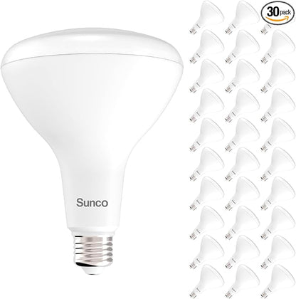 Sunco 30 Pack BR40 LED Light Bulbs, Indoor Flood Lights, Recessed Can Light Bulb, 1400 LM, 17W (100W Equivalent), 4000K Cool White, Dimmable, E26 Base, for Home, Bedroom, Kitchen UL.