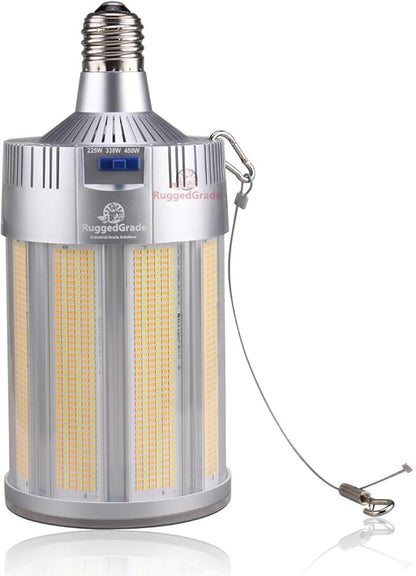 RuggedGrade Aries IV 360W LED Corn Bulb | 58,000 Lumens | 3000K/4000K/5000K Color Selectable | 277-480V | E39 Mogul Base | DLC 5.1 Premium