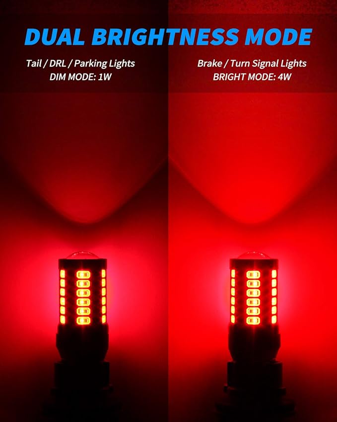 Yorkim 7440 Led Bulb Bright Red Lights, T20 Led Bulbs, 7443 Led, 7441 Led, W21W Led, 7444 Bulbs, for reverse/backup/brake light - 5730 33 SMD pack of 2