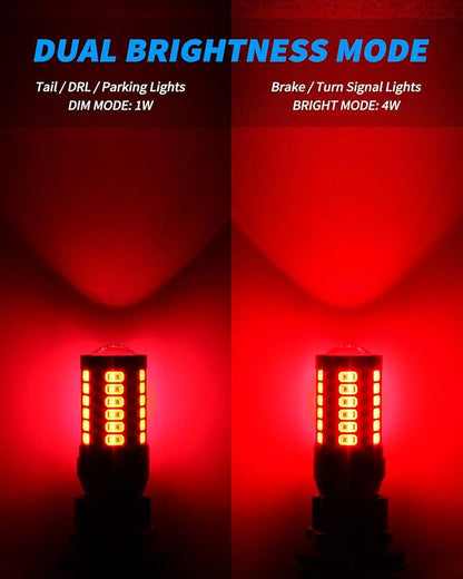 Yorkim 7440 Led Bulb Bright Red Lights, T20 Led Bulbs, 7443 Led, 7441 Led, W21W Led, 7444 Bulbs, for reverse/backup/brake light - 5730 33 SMD pack of 2