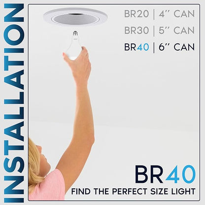 Luxrite BR40 LED Light Bulbs, 85W Equivalent, 3500K Natural White, Dimmable, 1100 Lumens, LED Flood Light Bulb, 13W, E26 Medium Base, Indoor/Outdoor - Perfect for Office and Recessed Lighting (6 Pack)