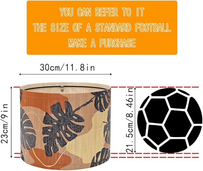 Bamboo Lampshade With Tropical Plants green floral Design, Suitable For Floor Lamps And Desk Lamps, Art deco, Rustic And Elegant, Groovy Unique(11.8 * 9Inch) (Monstera Leaf)