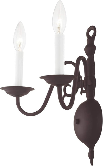 Livex Lighting 5002-07 Williamsburgh 2-Light Wall Sconce, Bronze