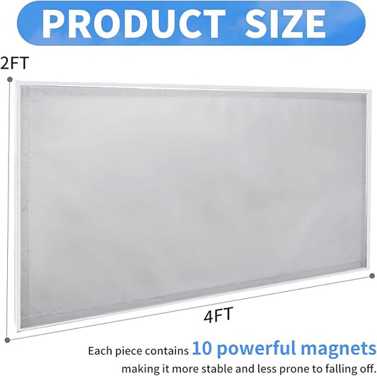 2pcs Fluorescent Light Covers - Light Covers for Ceiling Lights Classroom, Magnetic Light Filters for Office, Hospitals, Home 4 x 2 Feet (light grey)