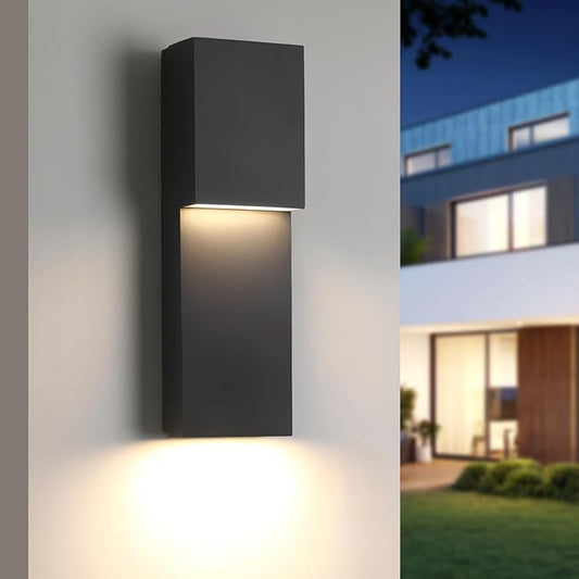 Fire Wolf Modern 18W LED Outdoor Wall Sconce,Dual-Source Front Porch Light,Aluminum Modern Wall Light,3000K,Damp Environments Such as Porches,Terraces,Gardens,Indoor/Outdoor Applications T-L-DM-59