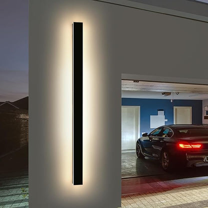 Modern Outdoor Wall Light, 71inch LED Wall Sconce, 3000K Warm White, IP65 Waterproof Exterior Lighting, AC 85-265V, Black Aluminium, Minimalist Long Wall Lamp for Patio, Garage, Yard