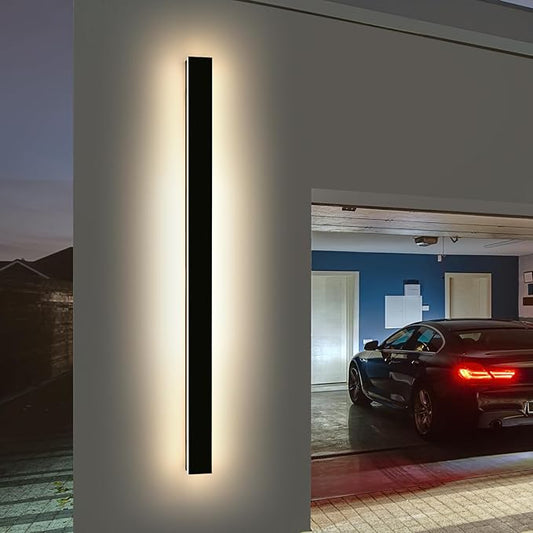 Modern Outdoor Wall Light, 71inch LED Wall Sconce, 3000K Warm White, IP65 Waterproof Exterior Lighting, AC 85-265V, Black Aluminium, Minimalist Long Wall Lamp for Patio, Garage, Yard