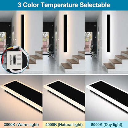 36IN Modern Outdoor Wall Light LED Long Exterior Light Fixture IP65 Waterproof Wall Lamps, Dimmable 30W 2700LM Black Wall Sconce, 3000/4000/5000KSelectable, ETL Listed