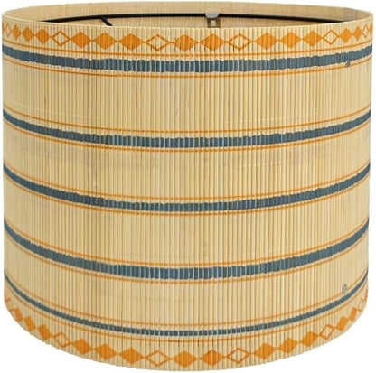 Modern Translucent Barrel bamboo lamp shade Art decorative with Colorful Minimalist geometric style ideal for living room bederoom Table Floor Lamp easy assemble size 11.8x9Inch (Colorful Geometric A)