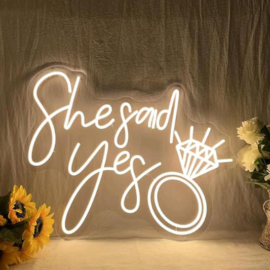 She Said Yes Neon Sign, Custom Neon Signs For Wedding, Wedding Party Decoration Wall Hanging Art, Couple Engagement Decor, Gift For Her Size:20x16inches