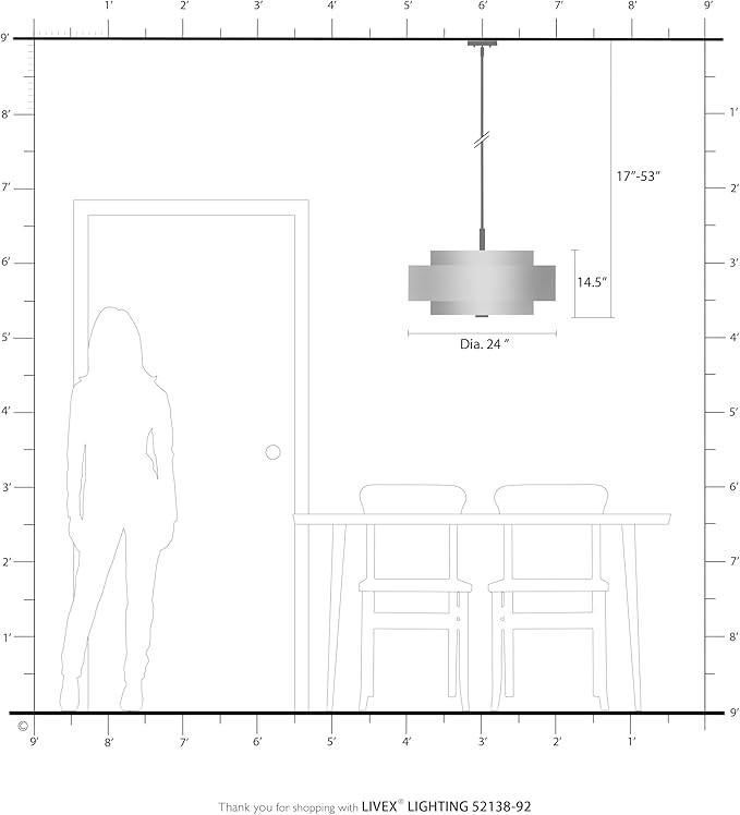 Livex Lighting Fabric Shade 52138-92 Meridian 5 Light English Bronze Pendant