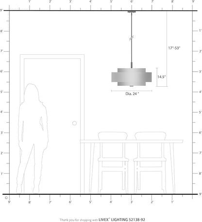 Livex Lighting Fabric Shade 52138-92 Meridian 5 Light English Bronze Pendant