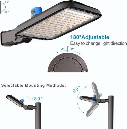 Lightdot ETL 150W LED Parking Lot Lights Outdoor Pole Mount (21000lm Eqv 600W HPS) 5000K IP65 Outdoor LED Parking Lights with Smart Photocell for Parking Lot,Yard,Driveway-2Pack 7Yrs Warranty