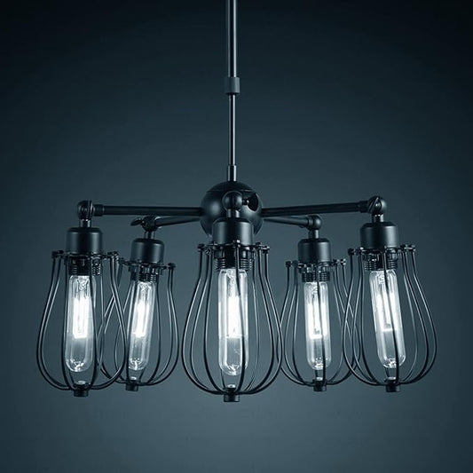 LUXRITE Vintage T9 LED Tube Light Bulbs 60W Equivalent, 5000K Bright White, 550 Lumens, Dimmable Edison Tubular Light Bulbs 5W, Clear Glass, LED Filament Bulb, UL Listed, E26 Standard Base (4 Pack)