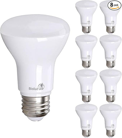 Bioluz LED 8 Pack BR20 LED Bulb 4000K Bright Cool White 6W=50W, 90 CRI, 540 Lumen, Dimmable LED Light Bulbs, Cool White Light Bulbs, Indoor/Outdoor Flood Light Bulbs, UL Listed & Title 20 Compliant