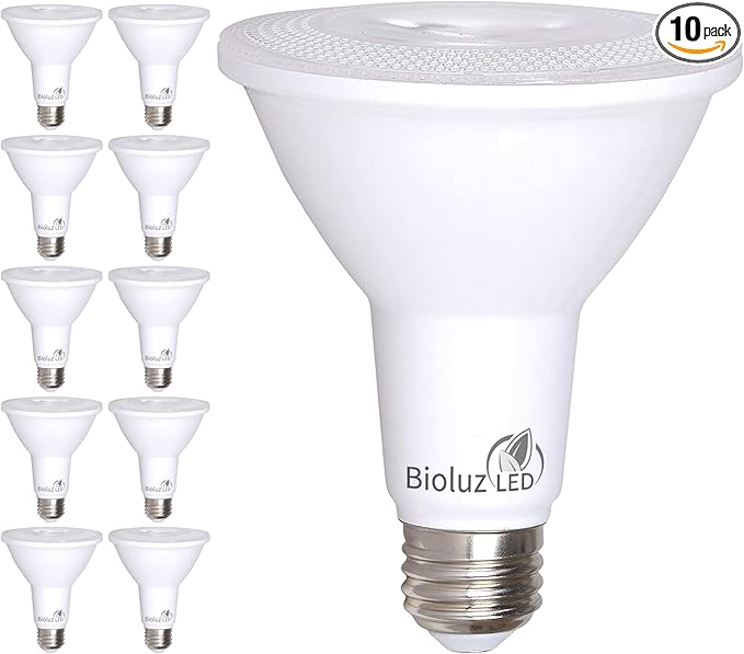 Bioluz LED 10 Pack PAR38 LED Light Bulb 90 CRI 12W = 100-120 Watt Replacement, Daylight 5000K, Dimmable Light Bulbs Flood Lights Outdoor/Indoor UL Listed Light Bulbs Title 20 High Efficacy LED Bulbs