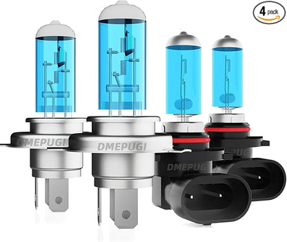 Lights Compatible With 2001-2005 Toyota RAV4 Headlight Bulbs, 9003/H4 High/Low Beam + 9006 Fog Lights Halogen,Super Bright 6000K White, Plug N Play, Pack of 4