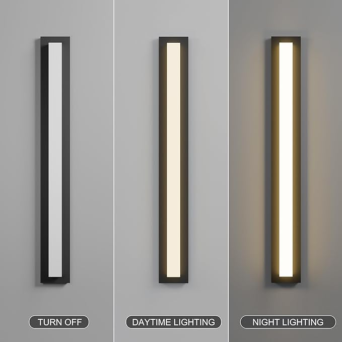 LamQee 39.4 in Aluminum Long Outdoor Wall Lights, 2900K 2500LM LED Waterproof IP65, Linear Modern Exterior Lighting Fixtures Wall Mount Outside Sconce Acrylic Shade for House Porch Patio Garage Door