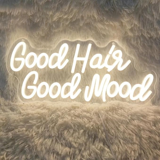 Good Hair Good Mood Neon Sign Salon Art Decor Wall Room Decor for Home Neon Lights for Barbershop Hair Shop Decoration Neon Sign USB Size:50CM