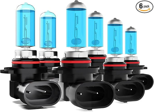 Compatible With Mazda MX-5 MIATA 2004-2005, 9005 High Beam + 9006 Low Beam + 9006 Fog Lights Halogen Light Bulb Combo,Bright Halogen Replacement Headlight Bulbs,Plug N Play, Pack of 6