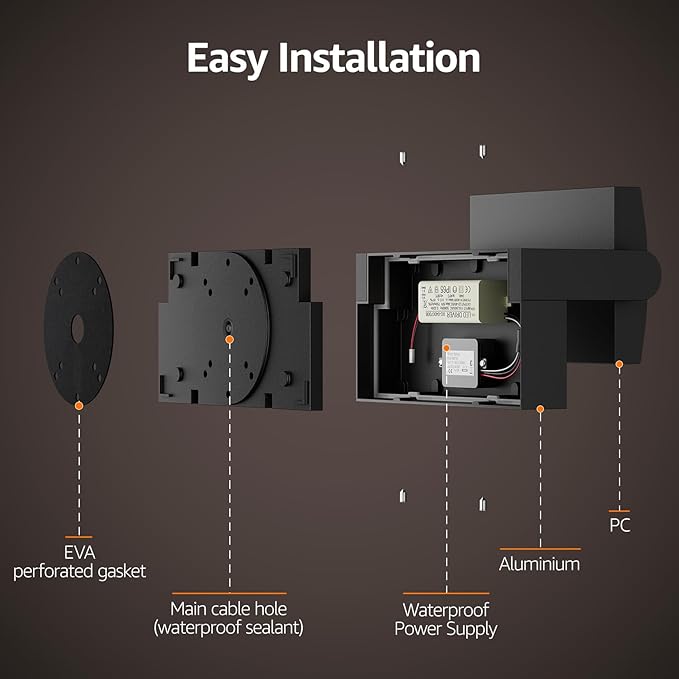 2 Pack 40W Motion Sensor Outdoor Wall Lights, 3000K Black LED Light Fixture, IP65 Waterproof Exterior Porch Light, 360 ° Adjustable Head Flood Wall Lighting for House