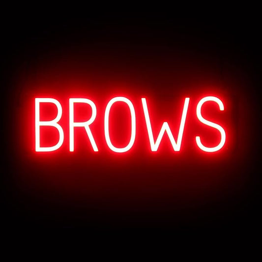 SpellBrite BROWS Sign | Beauty-Related Sign with Neon Look, Red LED Light Source | 22.6" x 6.3"