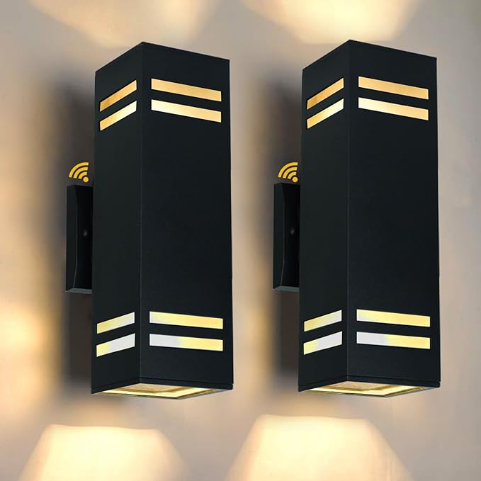 Up and Down Lights Outdoor Wall Light Fixtures, Aluminum Dusk to Dawn Outdoor Lighting Fixture, Modern Black Exterior Light Fixtures, Wall Mount Porch Light for House Front Door