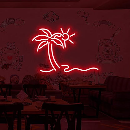 Palm Tree Shaped Neon Night Light Green Neon Signs USB Hanging Wedding Sign Novelty Wall Decorative Neon Signs for Birthday Christmas Party Kids Room Living Room Bedroom, 30 * 20.8 inches