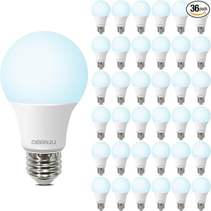 LED Light Bulbs Daylight 5000K, 60 Watt Equivalent LED Bulbs, A19 Standard Bulbs, 800 LM, 15000 Hours, E26 Base, Non-Dimmable, 8W LED Bulbs for Bedroom Living Room 36 Pack