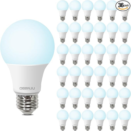 LED Light Bulbs Daylight 5000K, 60 Watt Equivalent LED Bulbs, A19 Standard Bulbs, 800 LM, 15000 Hours, E26 Base, Non-Dimmable, 8W LED Bulbs for Bedroom Living Room 36 Pack