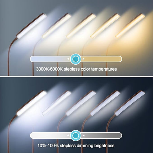 Dimunt LED Floor Lamp, Bright 15W Floor Lamps for Living Room, Adjustable 3000K-6000K & Brightness Standing Lamp with Remote & Touch Control, Reading Floor Lamps with 1H Timer for Home Office-Brown