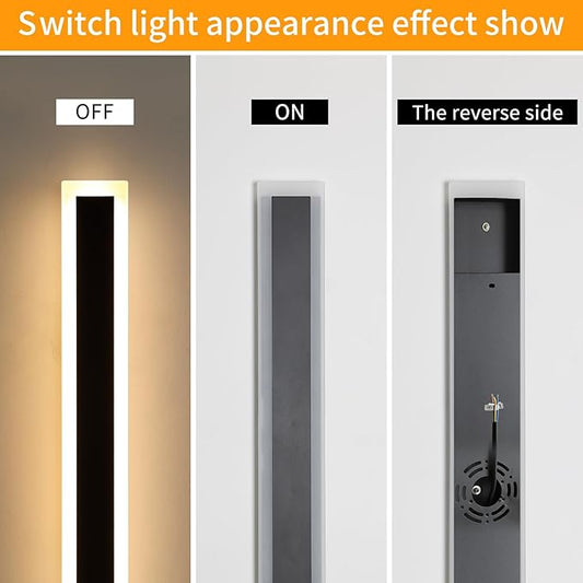 Mikeru Upgraded Widened 2pack 23.6inch Outdoor Wall Light Fixtures, 3000k Exterior Lighting Fixtures Ip65 Waterproof Rust Long LED Wall Light Hardwire Wall Mount Porch Lights (Width: 5.5inch)
