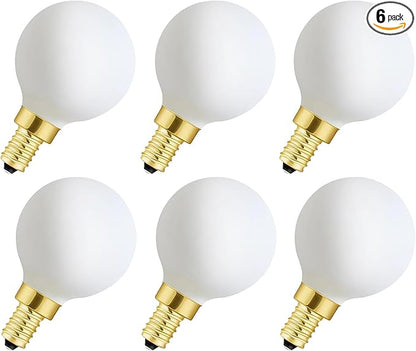 XININSUN Frosted G16.5 globe light bulb,e12 Round Candelabra Bulb 40 watt,4W Chandelier Light Bulbs,Milky White Candelabra LED Bulb,Dimmable,4W 4000K Daylight 400lm,6Pack