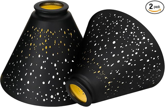 Pendant Light Shade, ALUCSET Trumpet Star Iron Lampshade Fitter 2.4 inch Height 7.4 Inch Bottom Diameter 5.7 Inch Fits Bedroom Lving Room and Bathroom for Chandelier Shades Wall Sconces Series 2 Packs