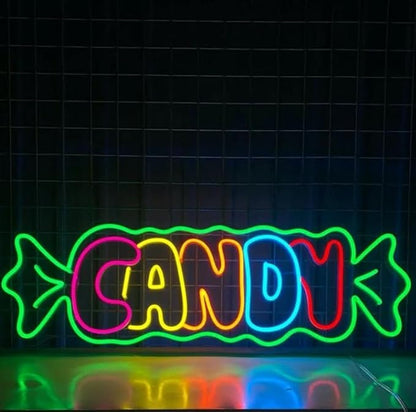 Colorful Candy Neon Sign, Candy Shop Wall Decor, Candy Lover Gifts, Candy Party Sign Size:23inch