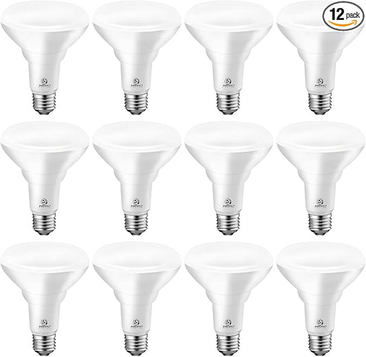 12 Pack BR30 LED Light Bulbs, Dimmable, CRI90, 8.5W=65W, 5000K Daylight, 650 LM, E26 Base, Indoor Flood Light for Cans