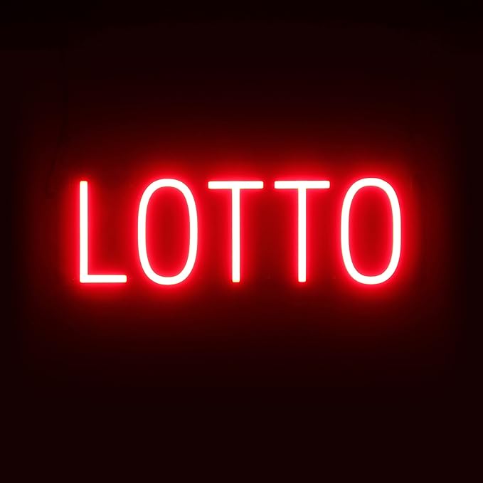 SpellBrite LOTTO Sign | Gaming-Related Sign with Neon Look, Red LED Light Source | 20.4" x 6.3"