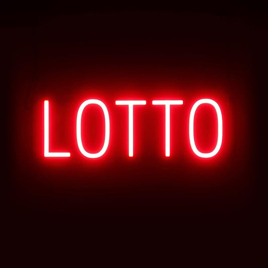 SpellBrite LOTTO Sign | Gaming-Related Sign with Neon Look, Red LED Light Source | 20.4" x 6.3"