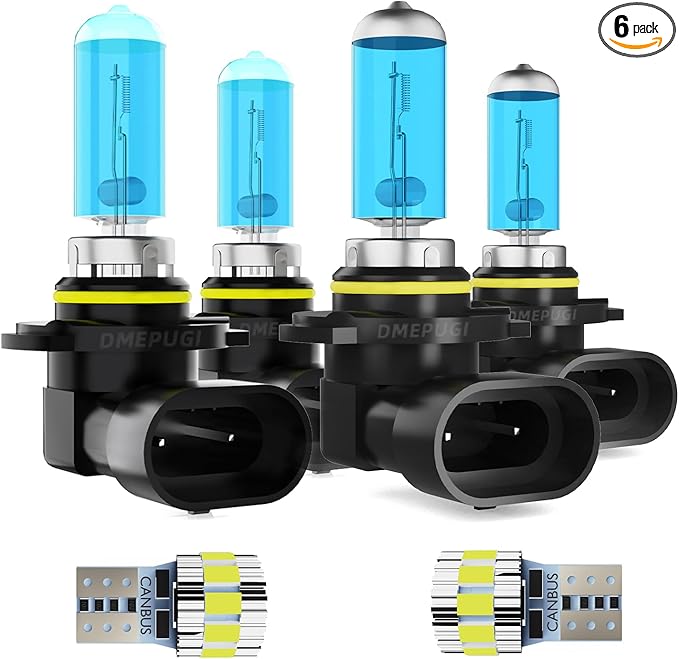 Headlight Bulbs Compatible with Honda civic 2007-2011 & 2004-2005 Light Bulb Halogen,T10 License Plate Lights, 9005/HB3/H10 high beam + 9006/HB4 low beams,Plug N Play, pack of 6