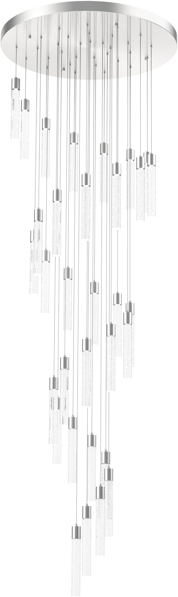Pendant Lights Kitchen Island, 3000K-6500K Modern Kitchen Island Lights Brushed Nickel, 36-Light Ceiling Lighting Fixtures with Crystal Bubble, Integrated LED Hanging Light for Living Room