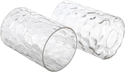Glass Lamp Shade Replacement Globe & Cover for Light Fixture, 6-1/16" Height 4-1/16" Diameter, 1-5/8 inch Fitter, 2 Pack Clear Hammered Water Ripple Cylinder Glass Shade