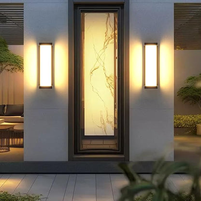 Sytmhoe 10%-100% Dimming LED Modern Outdoor Wall Light, 16in 3000K Dimmable Porch & Patio Wall Light Fixture,Black Aluminum&Dual PC Wall Lights Suitable for Garage Living Room Courtyard House(3000K)