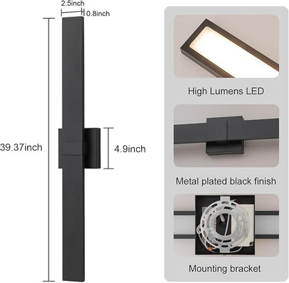 39.4" Long Outdoor Wall Lights Modern LED Exterior Lighting Fixtures Matte Black Outdoor Sconces Wall Lighting for House Front Door Porch Garage Patio