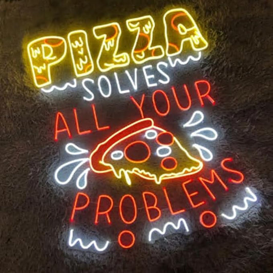 Large Pizza Neon Sign, 30" Pizza Neon Led Light Sign, Italy Food Room Wall Decor,Italian Food Led Sign