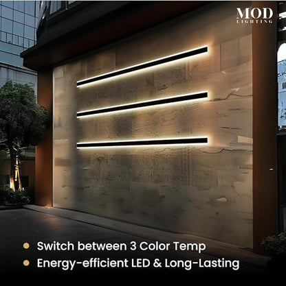 𝗠𝗢𝗗 𝗟𝗜𝗚𝗛𝗧𝗜𝗡𝗚 Haylen | Waterproof Outdoor Wall Light, LED Dimmable with Remote 3000K-6000K, Long Outdoor Porch Lights, Wired Lighting Fixture, Patio Exterior Wall Sconce, 1-Pack (Black, 94")