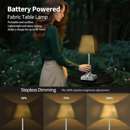 Rechargeable LED Table Lamps with Stepless Touch Control,Light Sliver Cordless Lamp for Living Room&Bedside&Patio&Shower,Small Desk Lamp(6000mAH Battery),1 Pack for Home Decor,Best Gifts for Family
