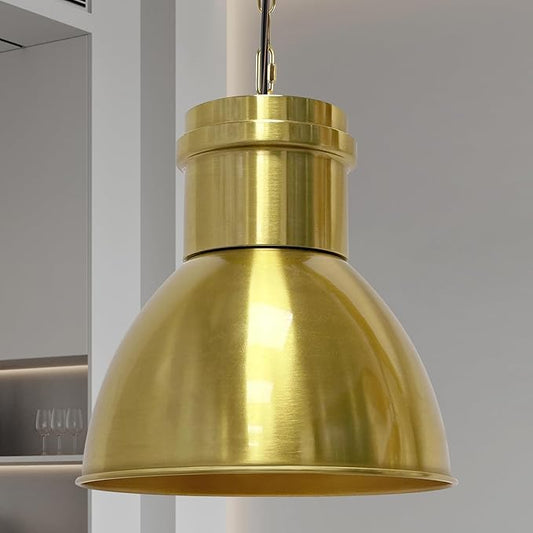 BoostArea Gold Pendant Lights Kitchen Island, 10.6" Large Metal Shade and 70.9'' Adjustable Height, Modern Pendant Lighting Fixtures,Farmhouse Hanging Pendant Light for Kitchen Island/Bar,No E26 Bulb